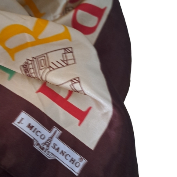 J. MICO SANCHO GRAPHIC PARIS all over monogram eiffel tower colorful scarf 35x35 - Picture 4 of 8